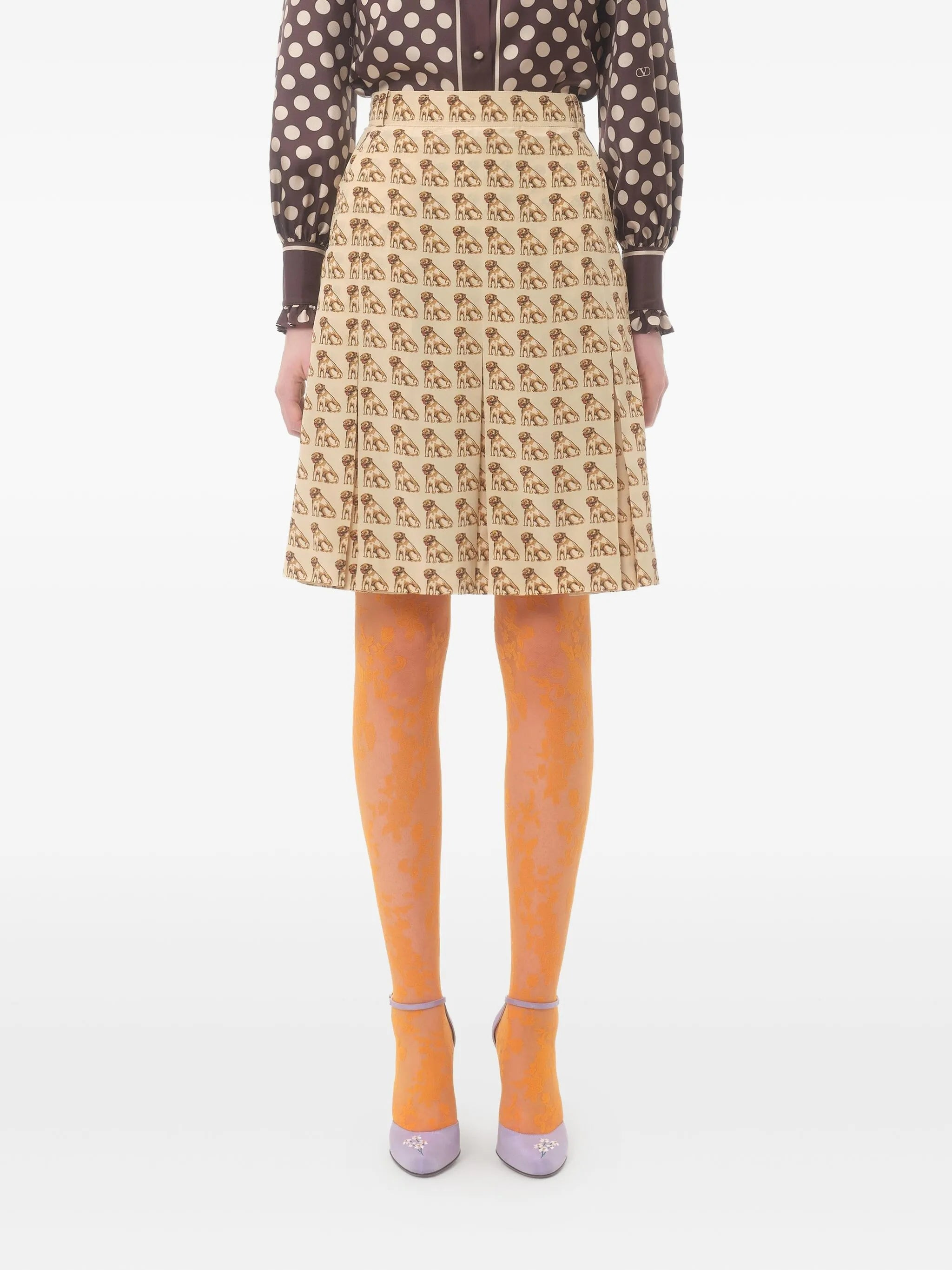 pleated dog-print mini skirt - 3