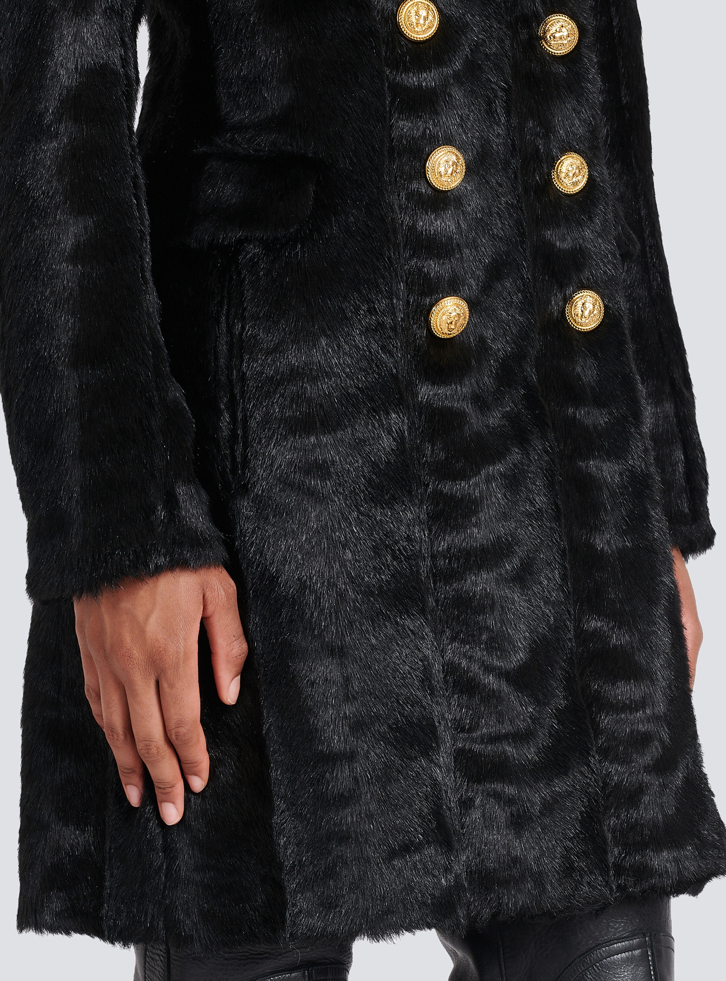 Long faux fur coat with double-buttoned fastening - 8