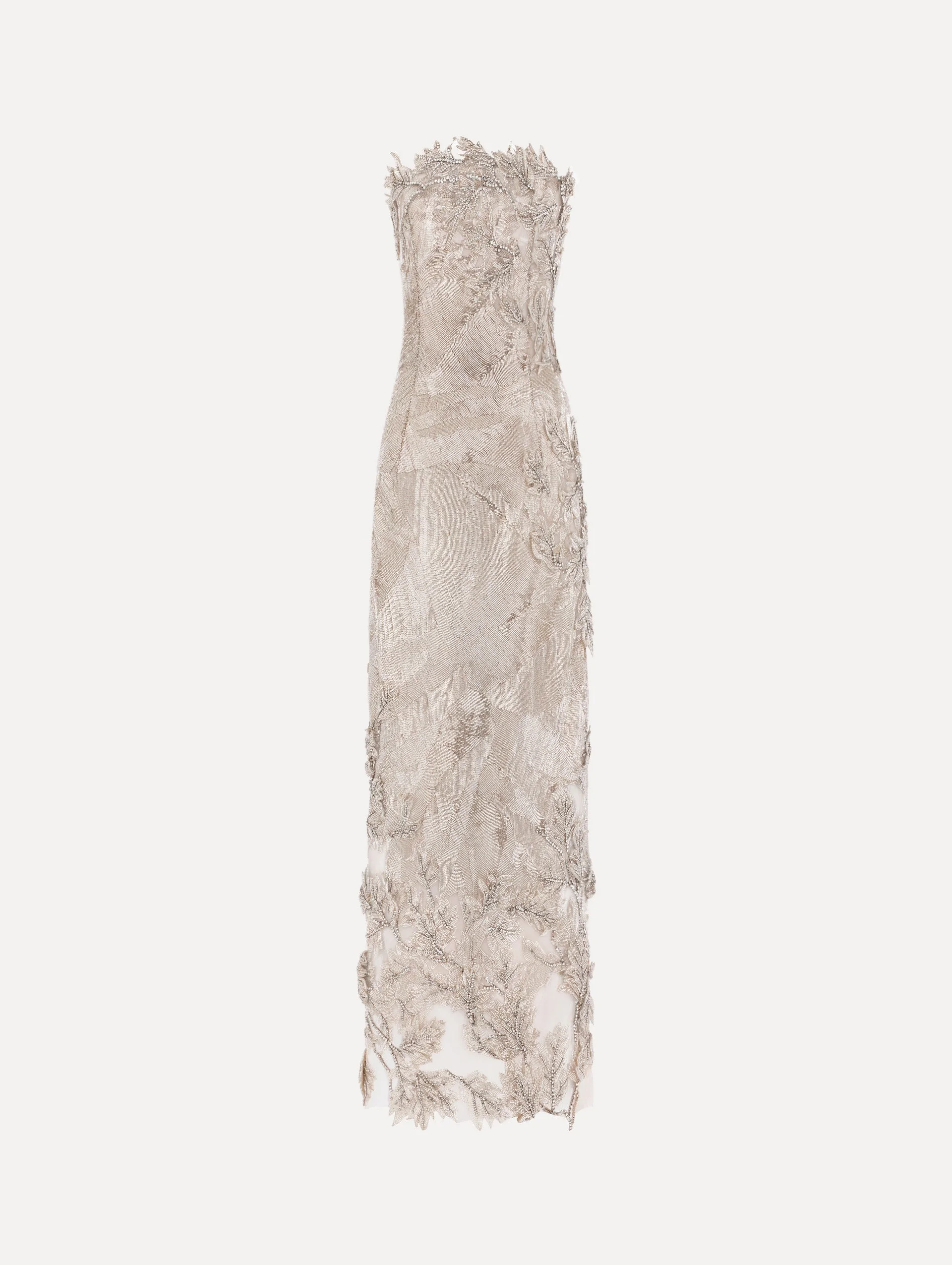 INTARSIA LEAVES CUTOUT EMBROIDERED COCKTAIL DRESS - 1