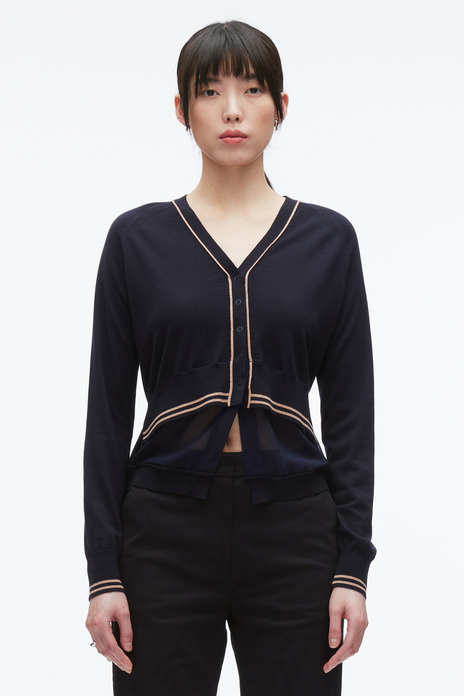 Chiffon Hem Boxy Cardigan - 3
