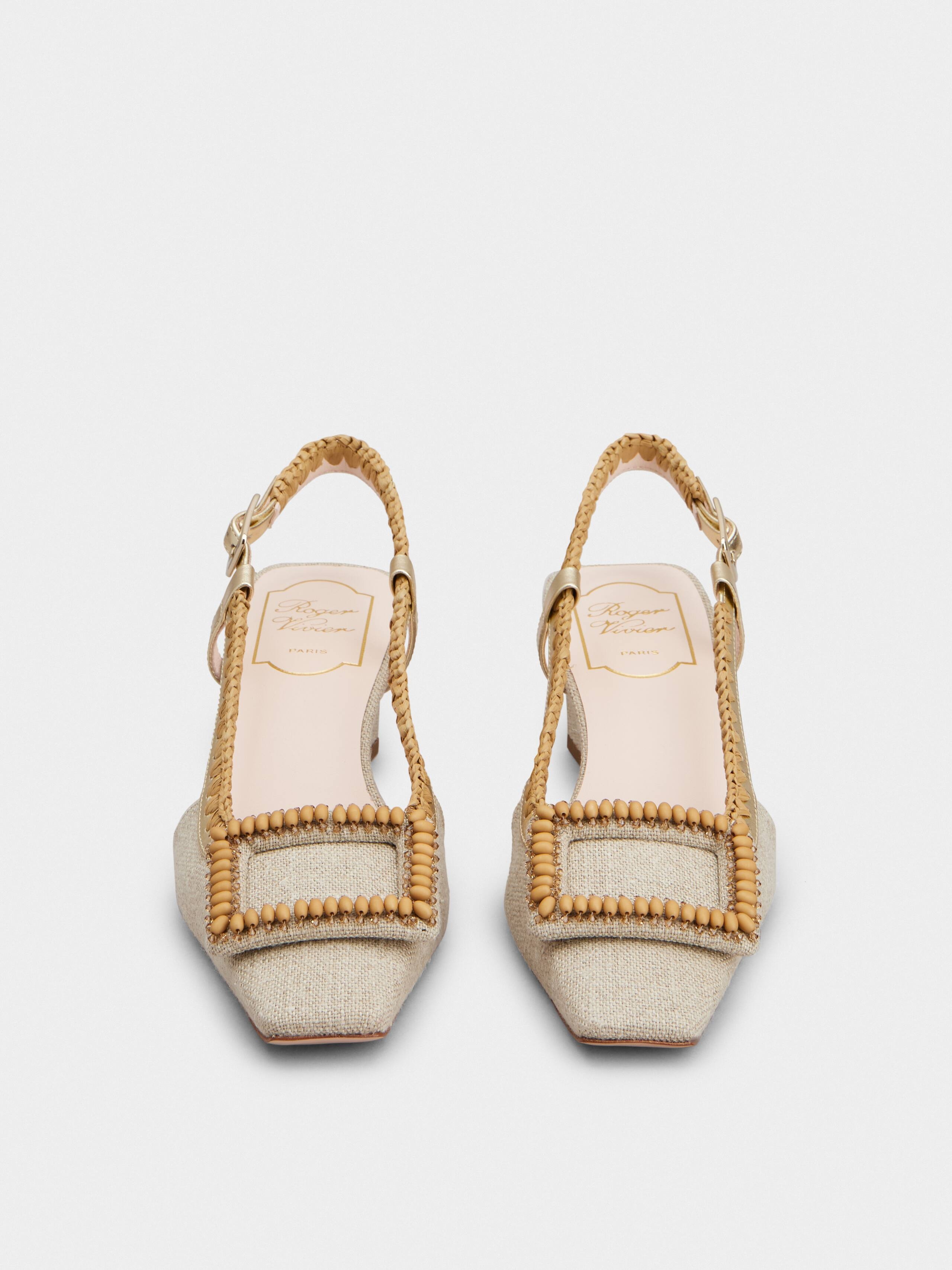 Belle Vivier Slingback Pumps in canvas - 7