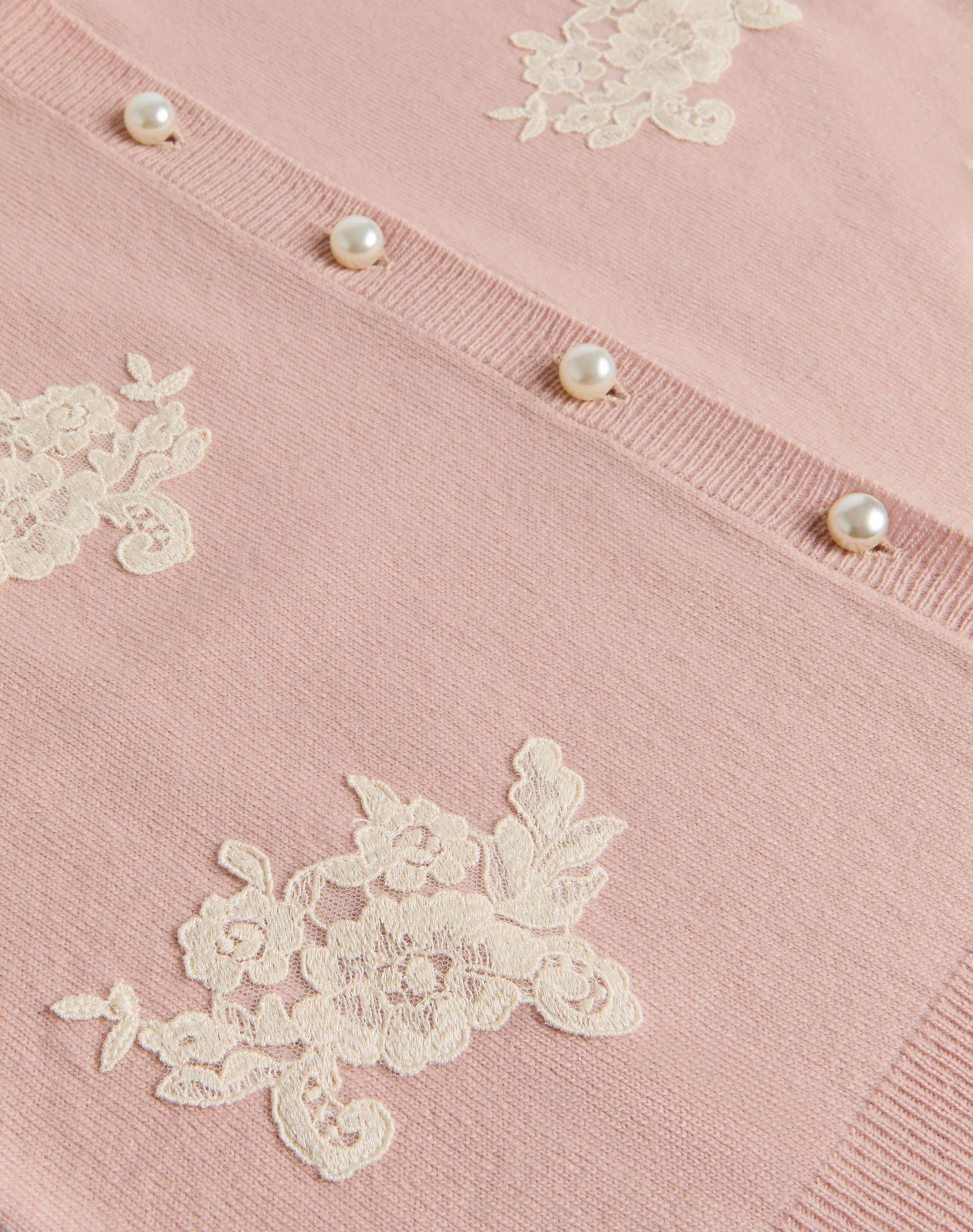 EMBROIDERED WOOL AND LACE CARDIGAN - 3