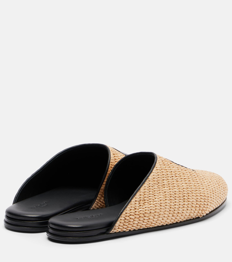 Givenchy Label leather-trimmed woven mules outlook