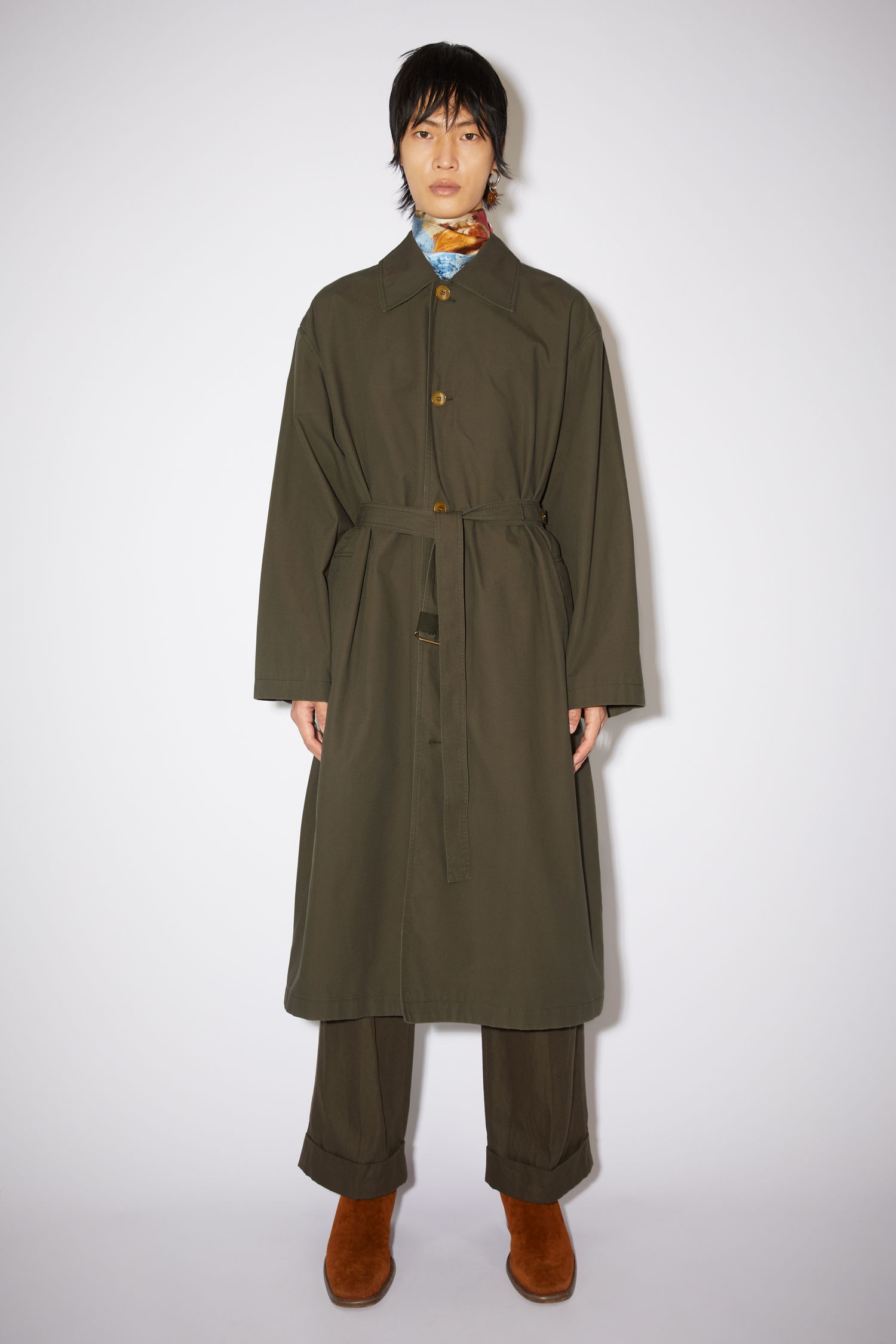 Relaxed fit coat - Dark Olive - 2