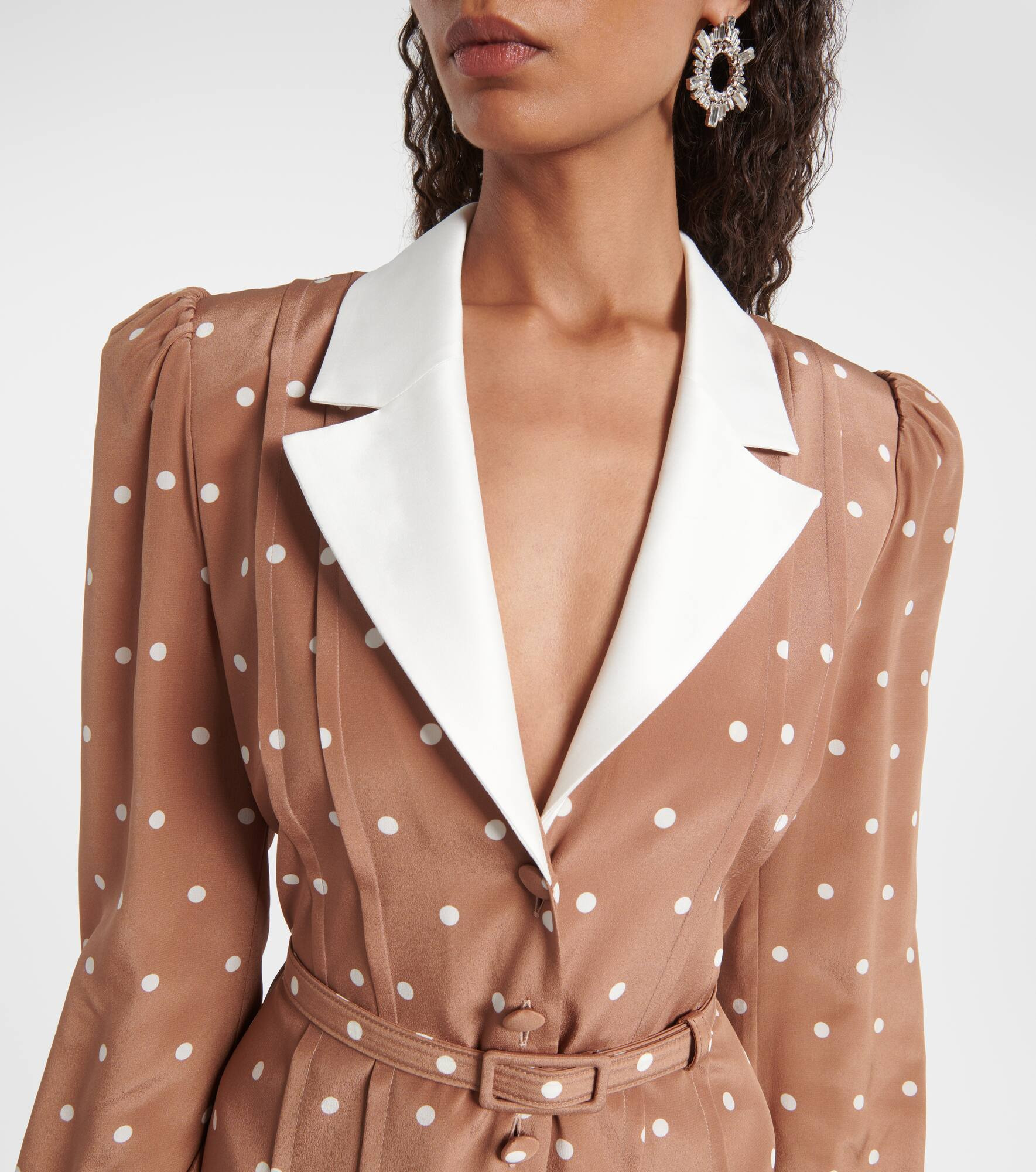 Polka-dot silk satin shirt dress - 4