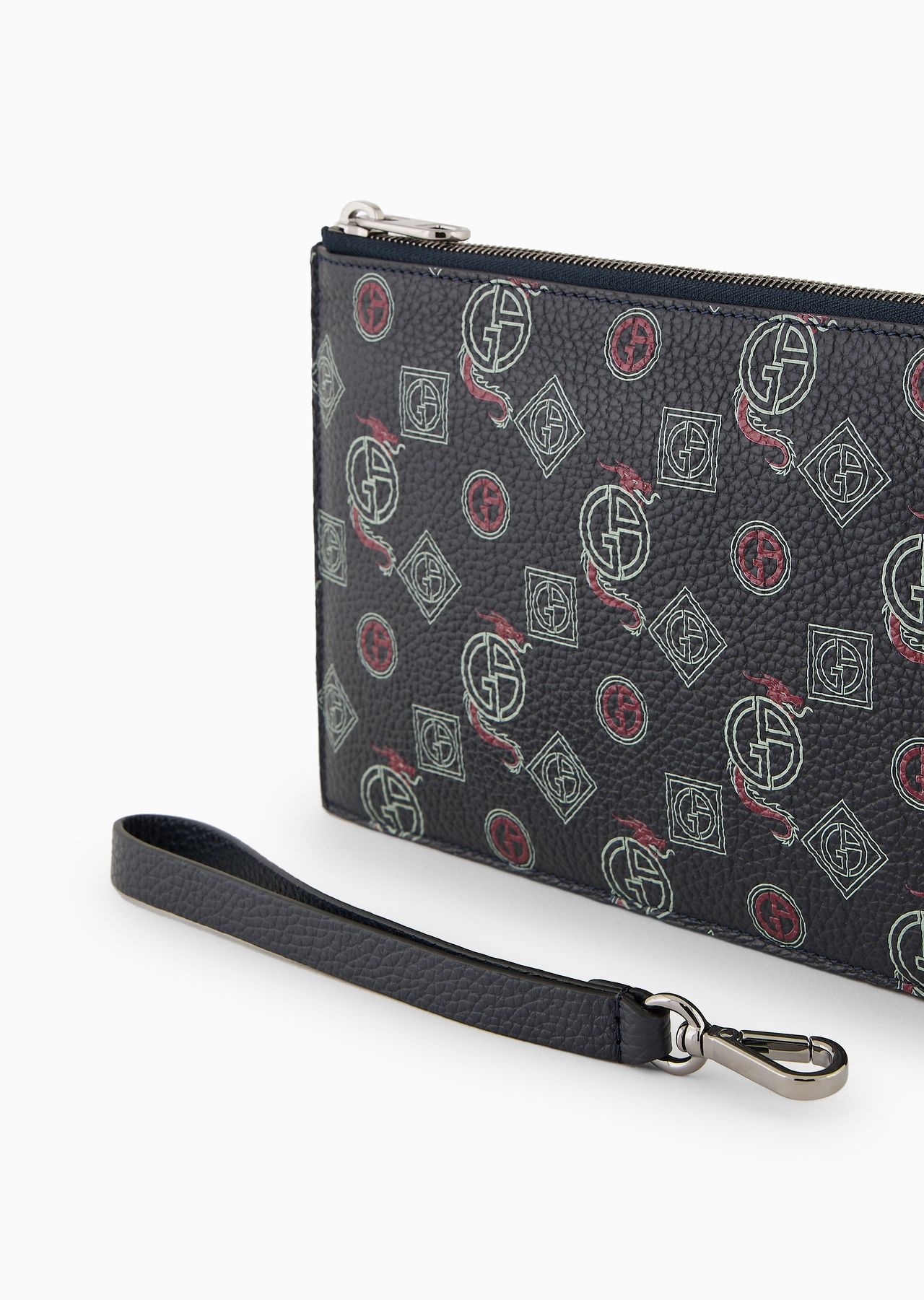 Leather pouch with all-over monogram - 4