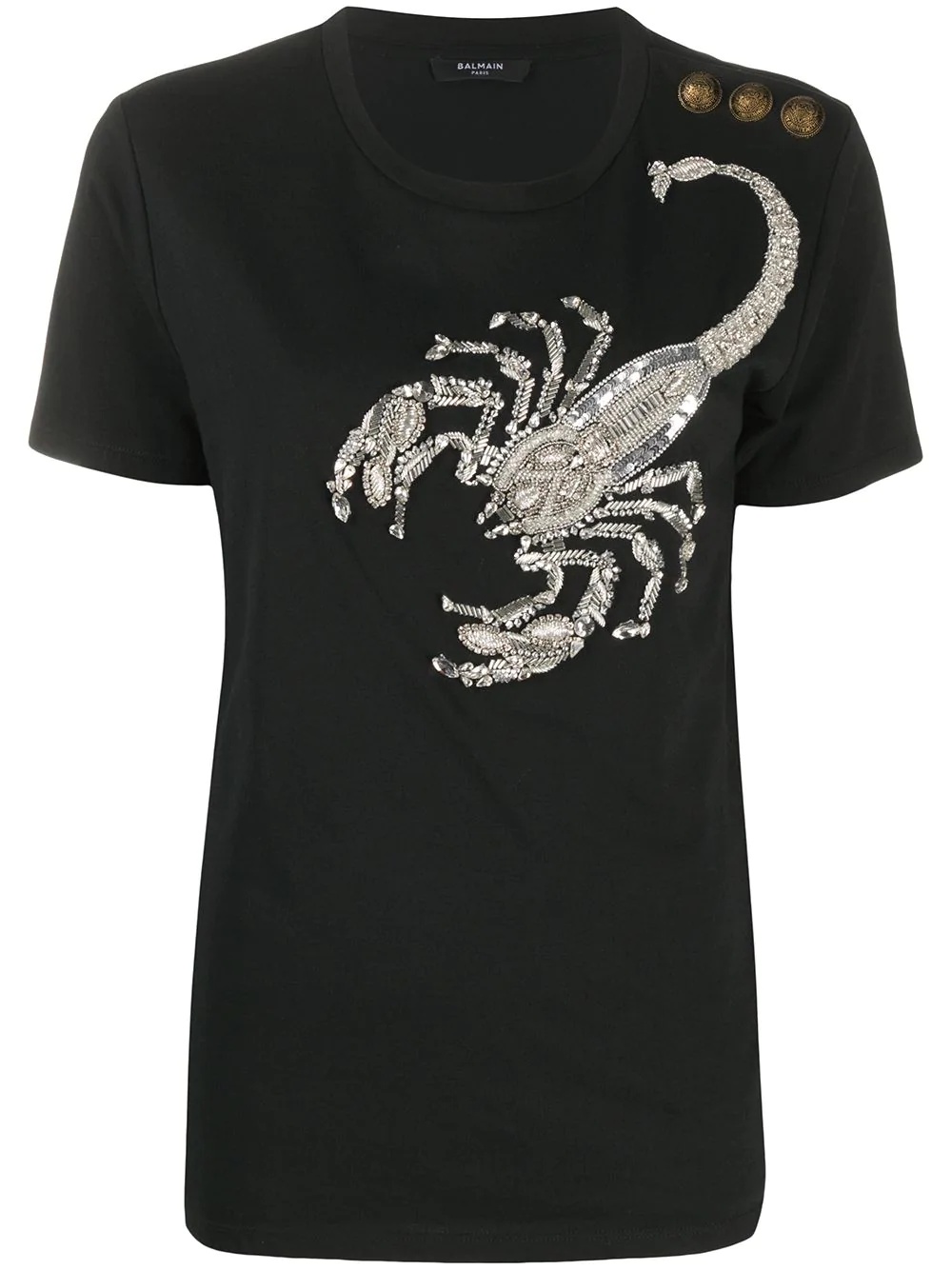 scorpion sequin embroidered T-shirt  - 1