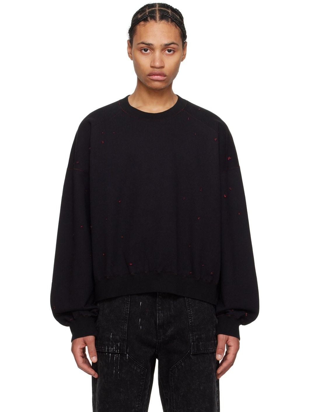 Black Distressed Sweatshirt - 1