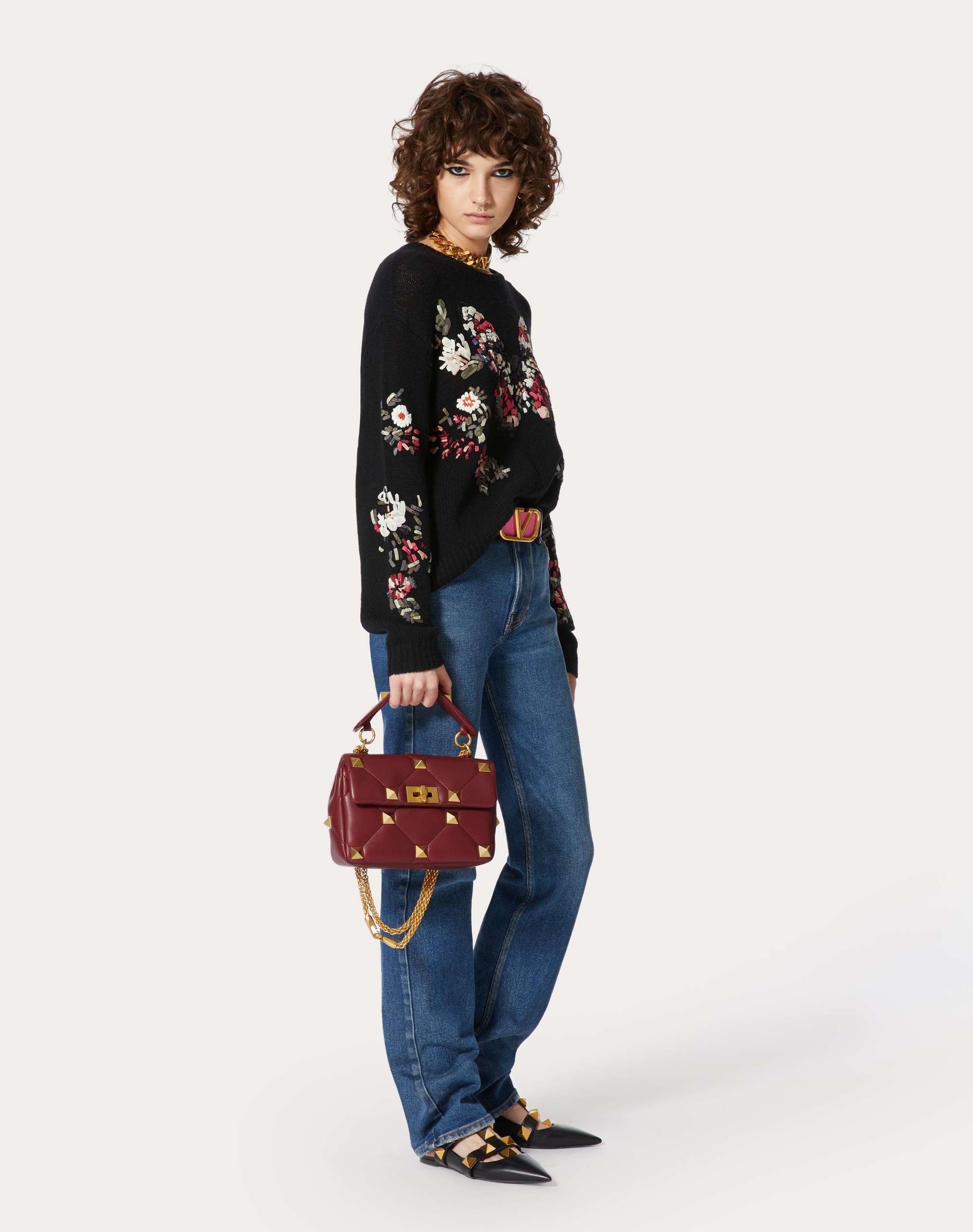 MEDIUM ROMAN STUD THE SHOULDER BAG IN NAPPA WITH CHAIN - 6