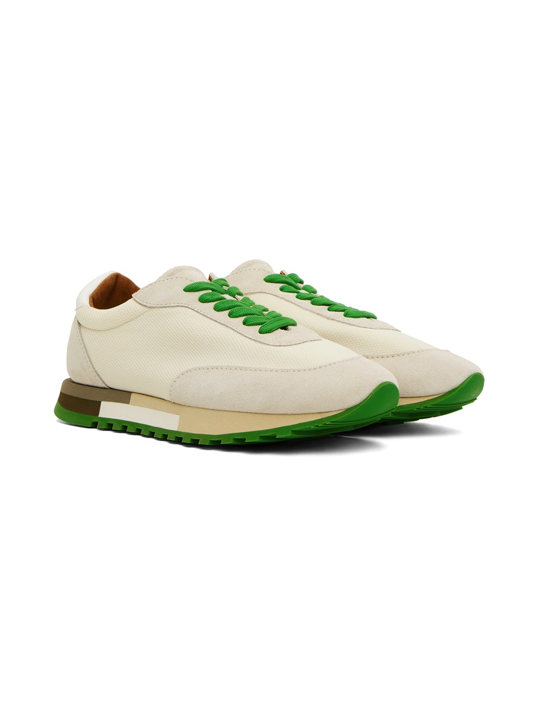 Beige & Green Owen Sneakers - 4