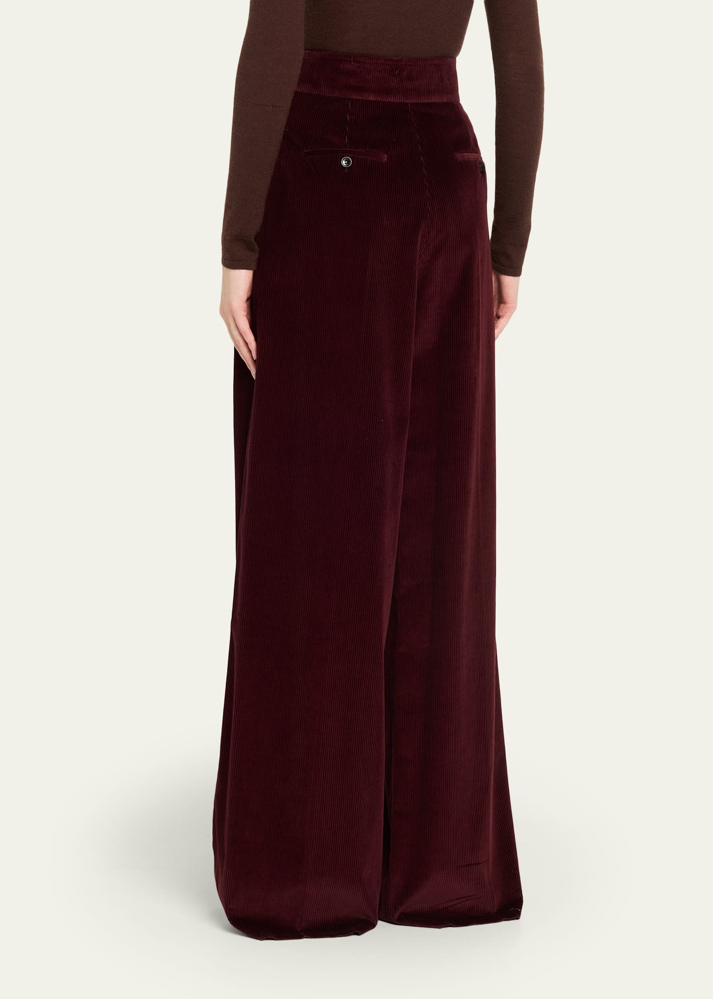 Cherry Wide-Leg Cotton Corduroy Pants - 3