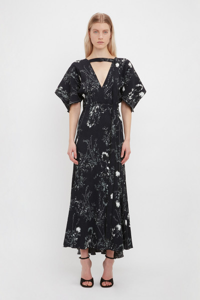 Victoria Beckham Kimono Sleeve Printed Dress In Black outlook