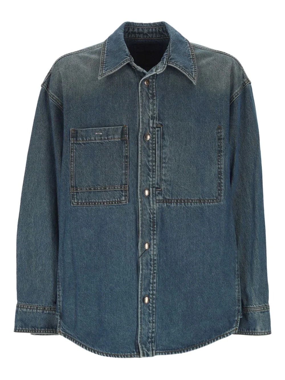 floral-print denim shirt - 1