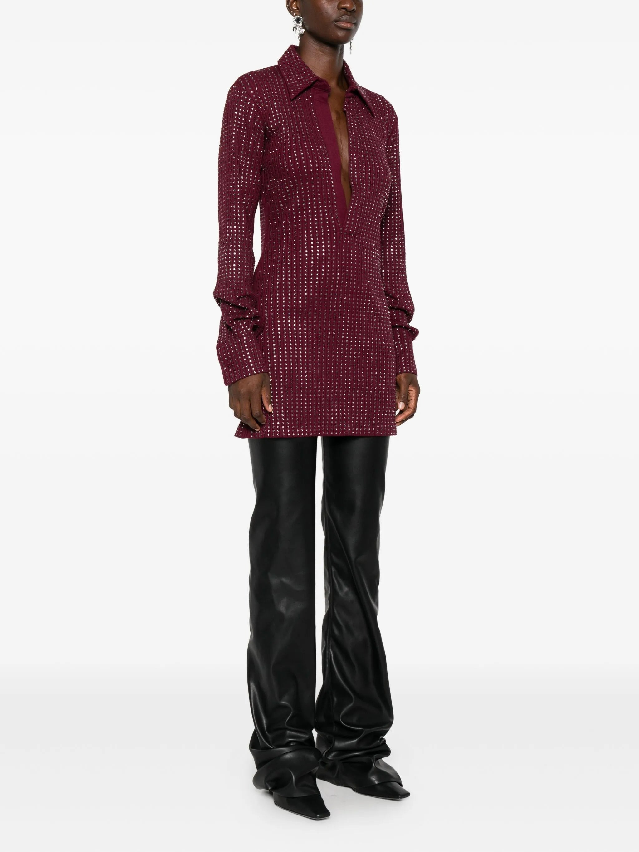 The Attico Embellished Collared Dress - 5