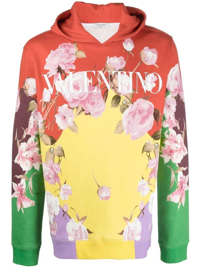 rose-print hoodie 1