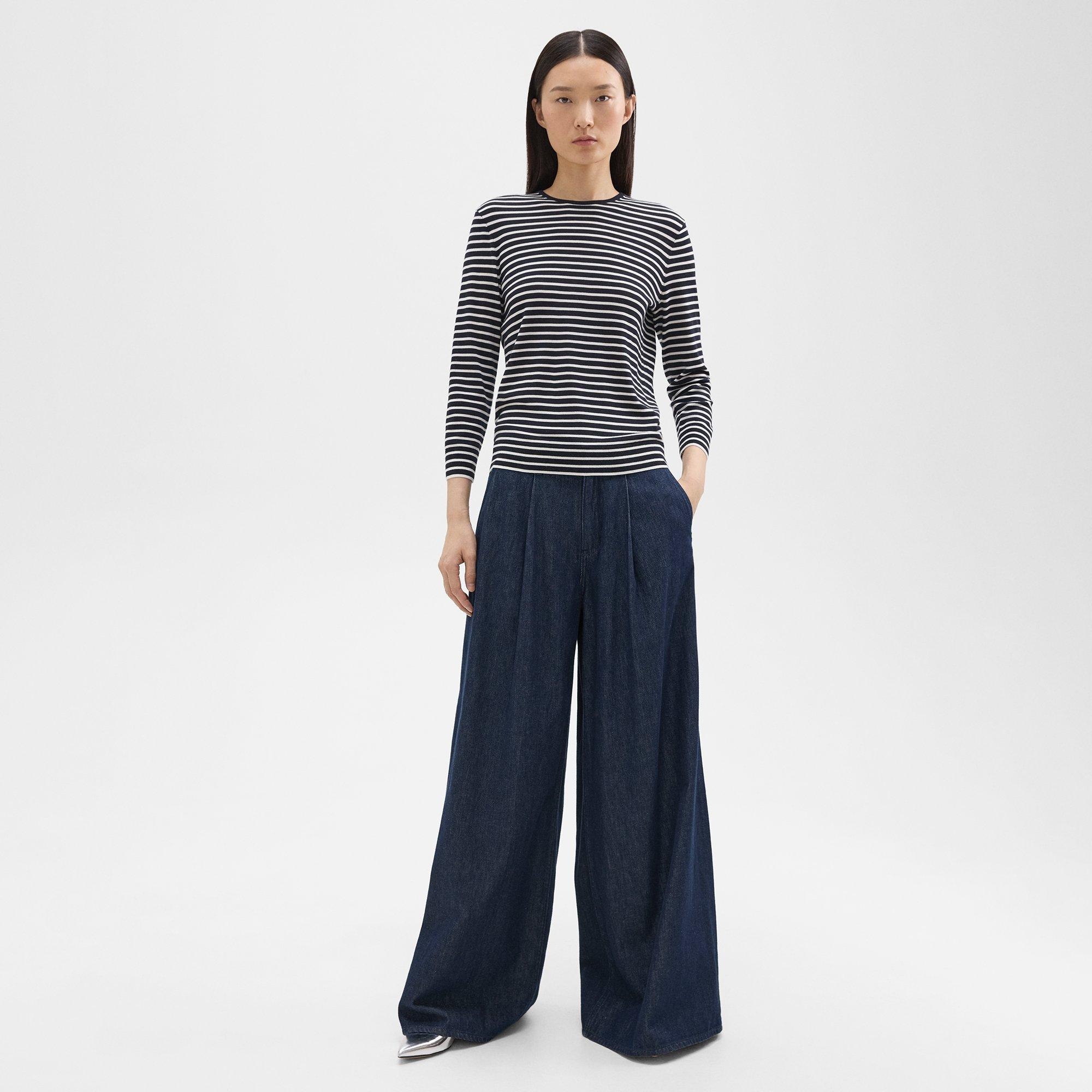 Pleated Wide-Leg Pant in Denim - 2