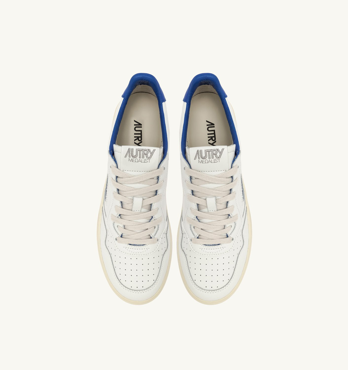 MEDALIST LOW SNEAKERS IN WHITE AND PALACE BLUE LEATHER WITH LETTERING - 5