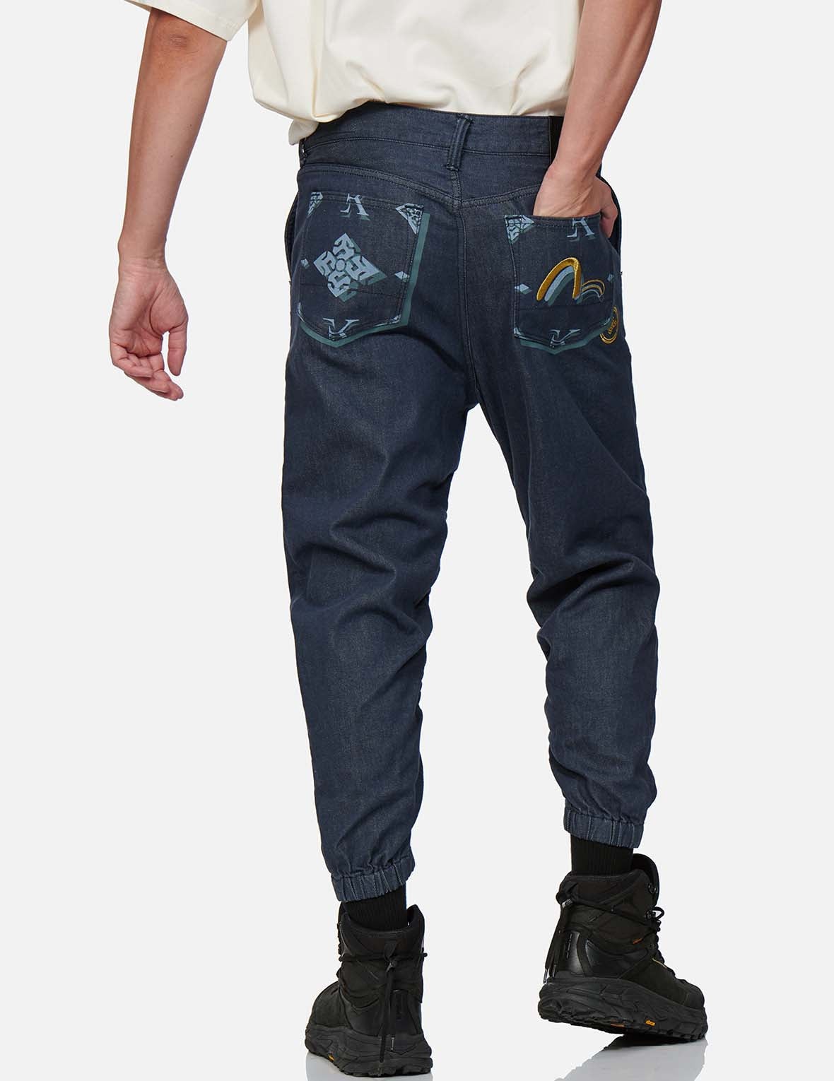 Monogram Discharge Print 3D Jogger Jeans - 7