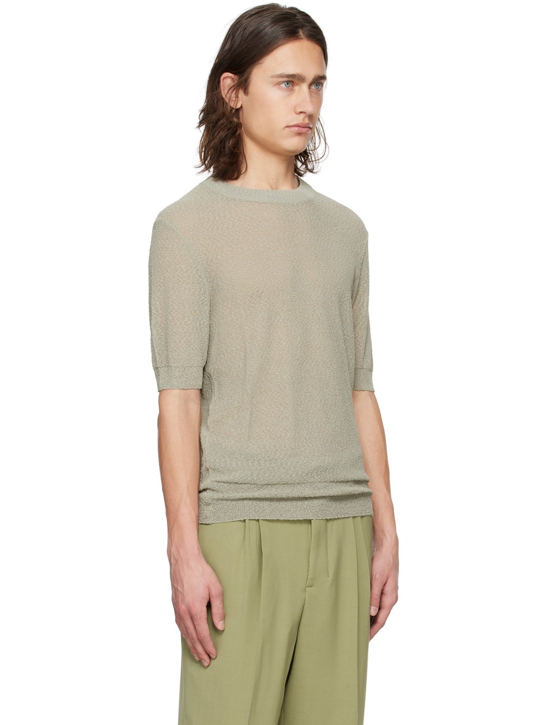 Khaki Semi-Sheer T-Shirt - 2