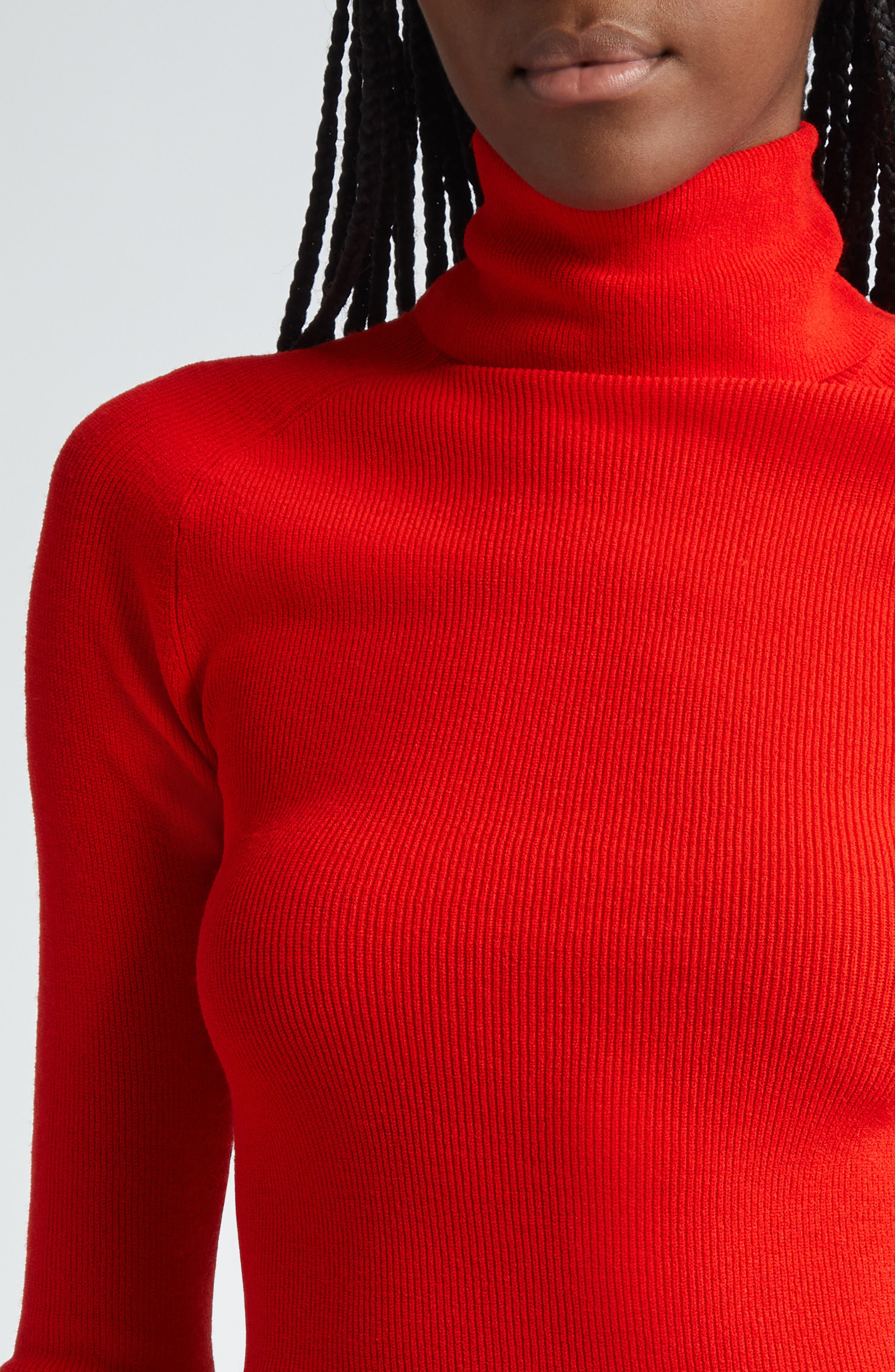 Proenza Schouler Fox Longline Logo Rib Turtleneck Top in Red at Nordstrom - 5