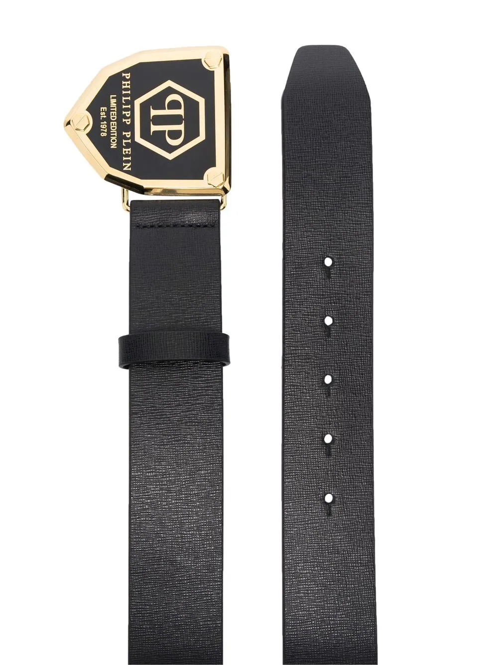 logo-plaque leather belt - 2