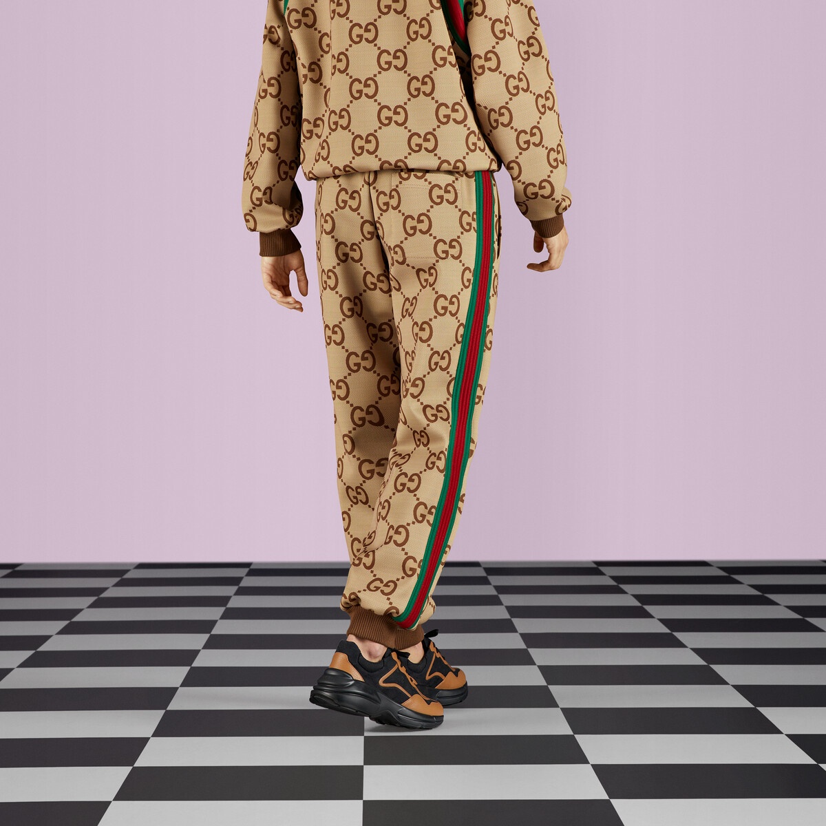 gude ♡ GUCCI Jumbo GG jogging pant with Web | REVERSIBLE