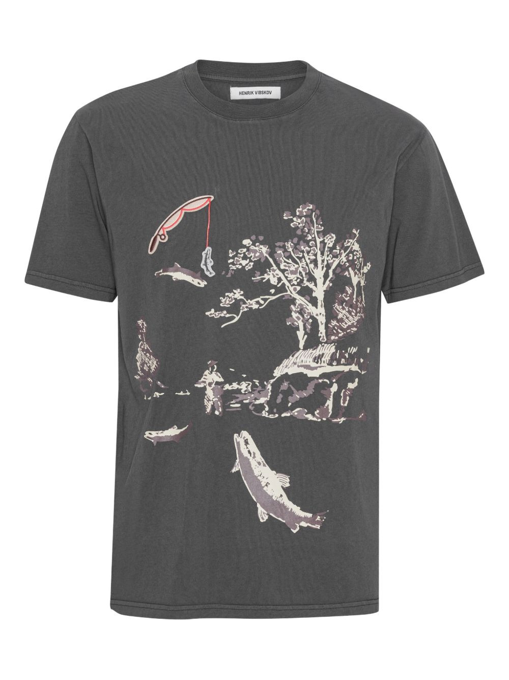 fishing-scene print T-shirt - 1