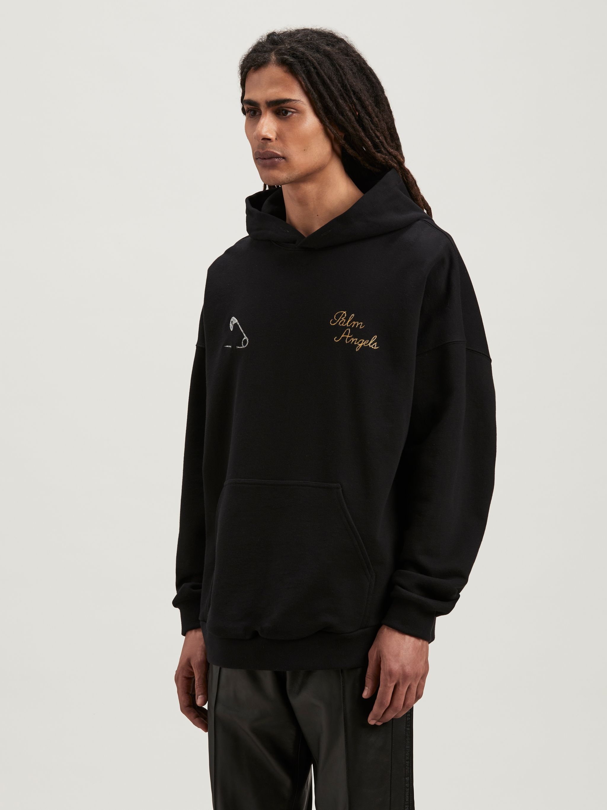 Palm Angels PA Spray-print cotton hoodie - Black