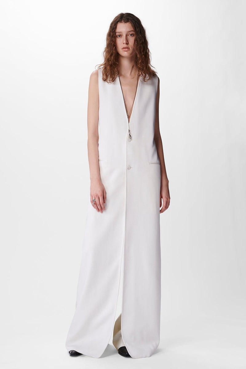 Helena Comfort Long Waistcoat Wool Satin - 4