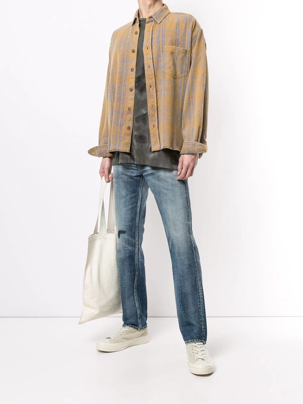 faded check shirt - 2