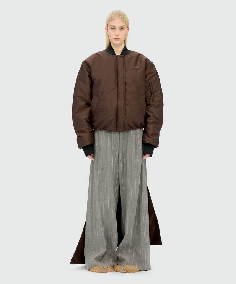 MSGM Brown duchesse bomber jacket with drapes outlook