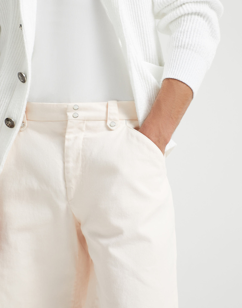 Garment-dyed Bermuda shorts in comfort cotton lightweight denim 3