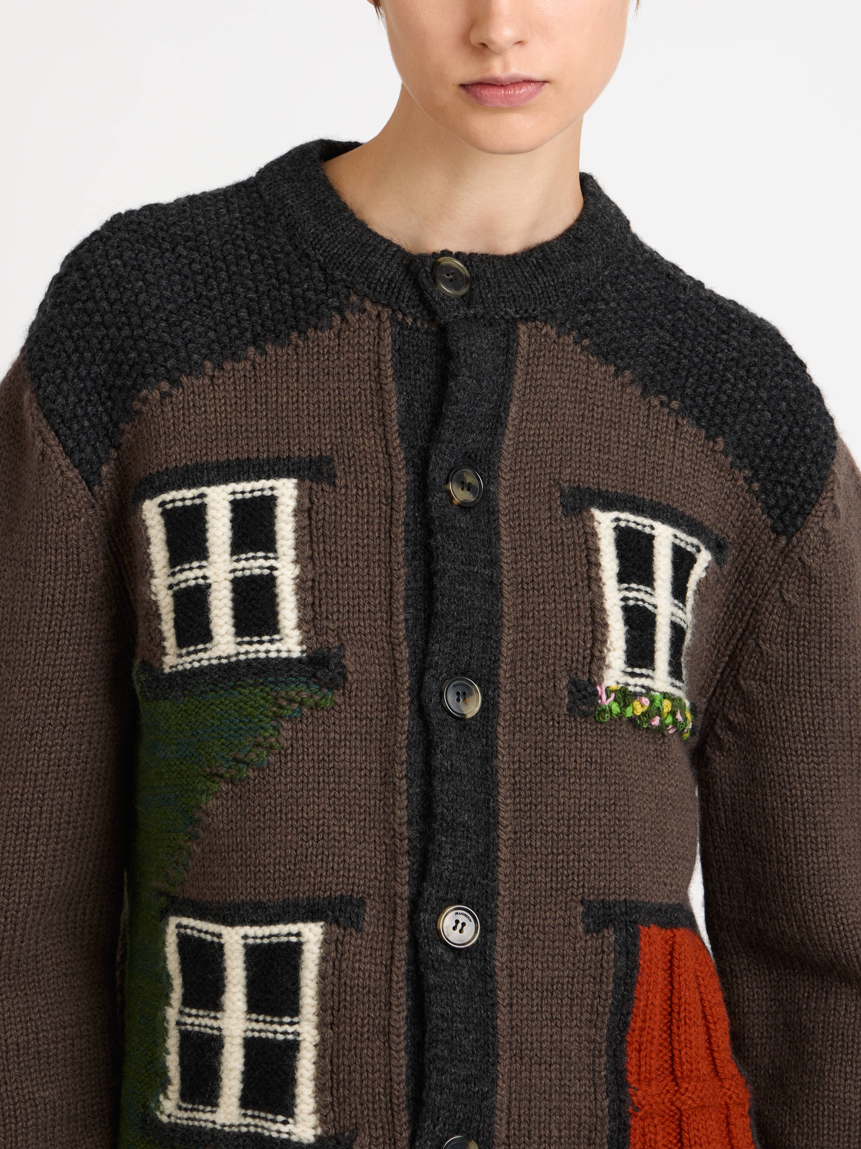 HOUSE POLO CARDIGAN IN CHESTNUT BROWN - 6