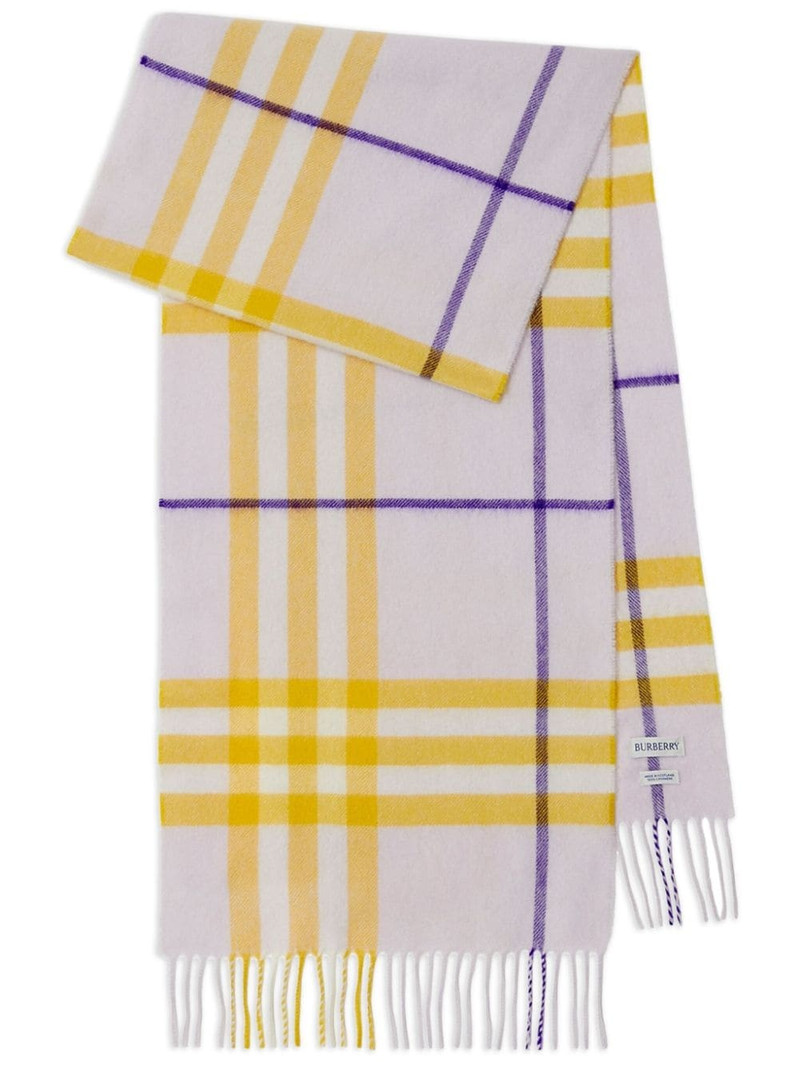 checked fringed-edge cashmere scarf 1