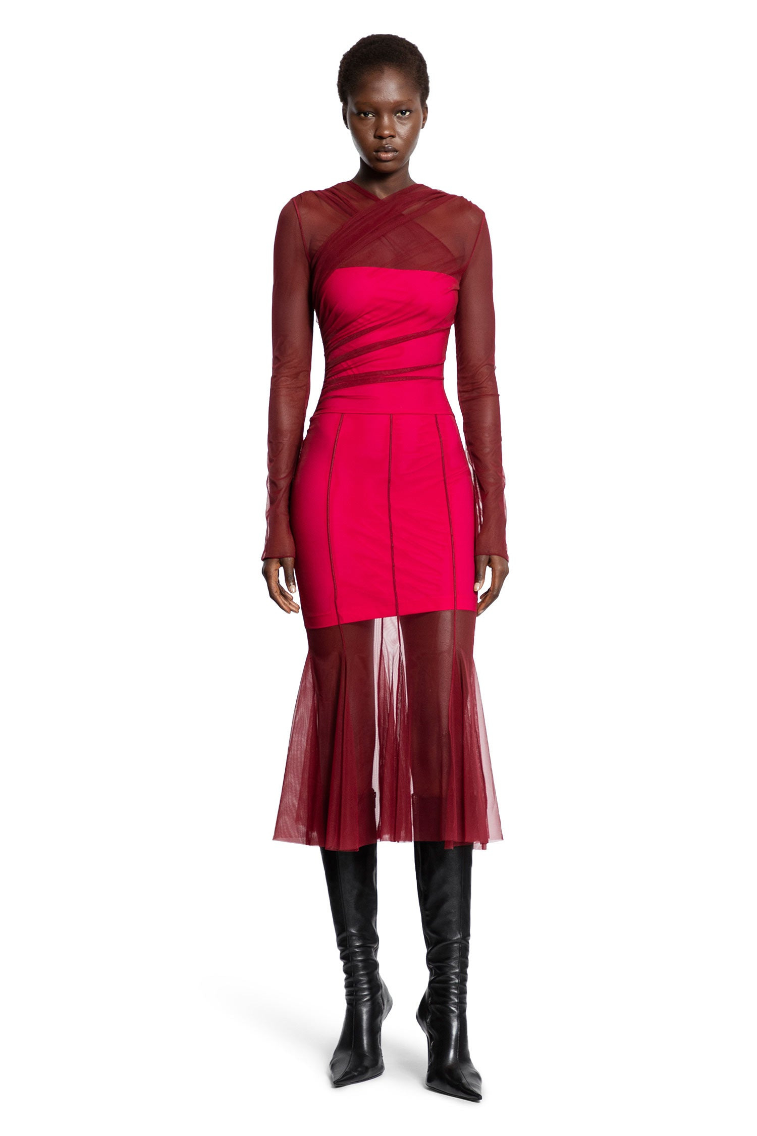 Semi-Sheer-Gathered-Dress - 2