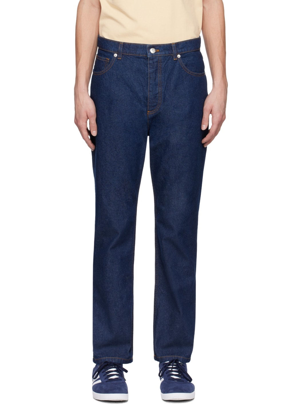 Indigo Embroidered Jeans - 1