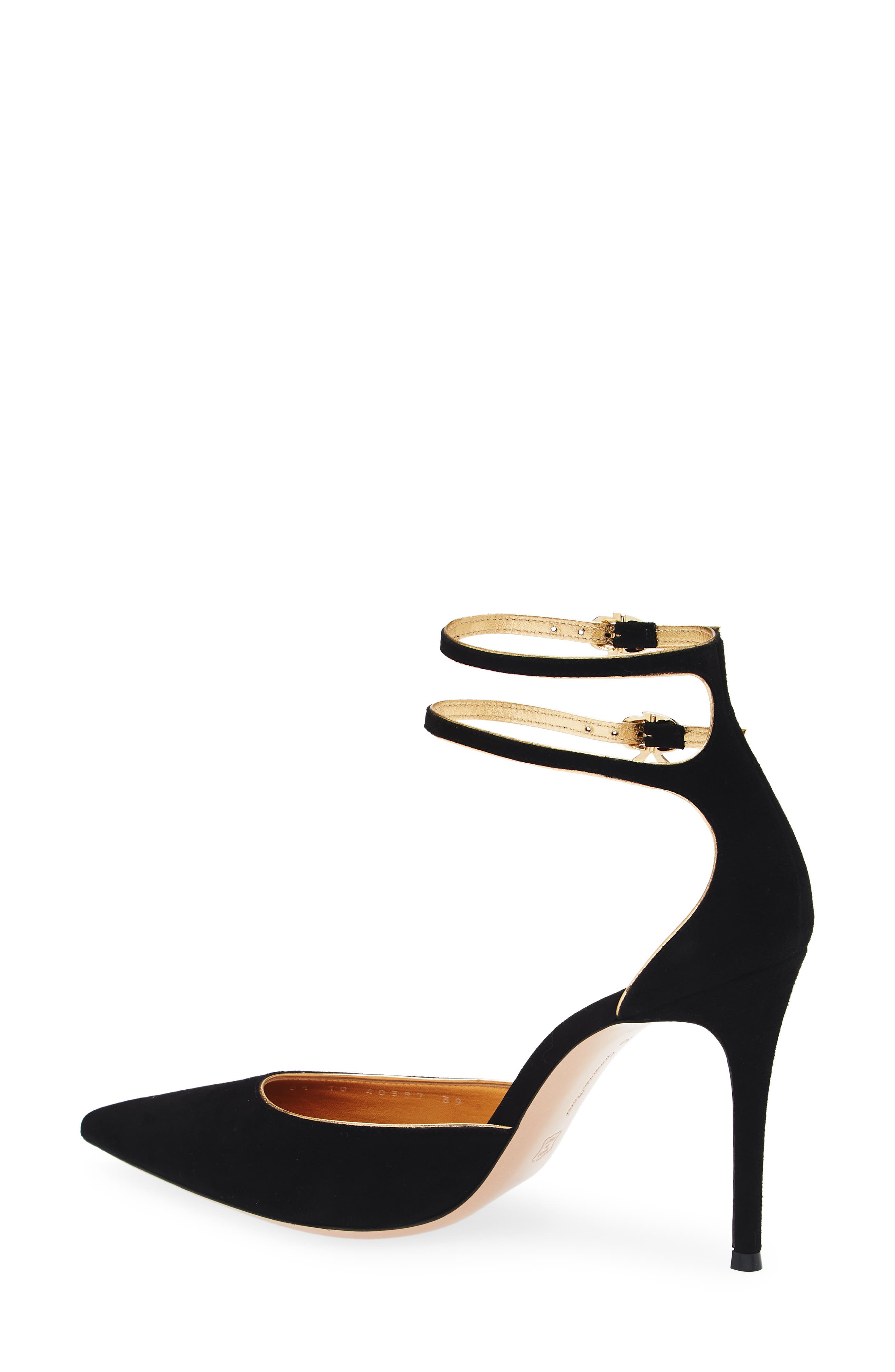 Gianvito Rossi Camoscio Double Ankle Strap Pointed Toe d'Orsay Pump in Black Mekong at Nordstrom - 2