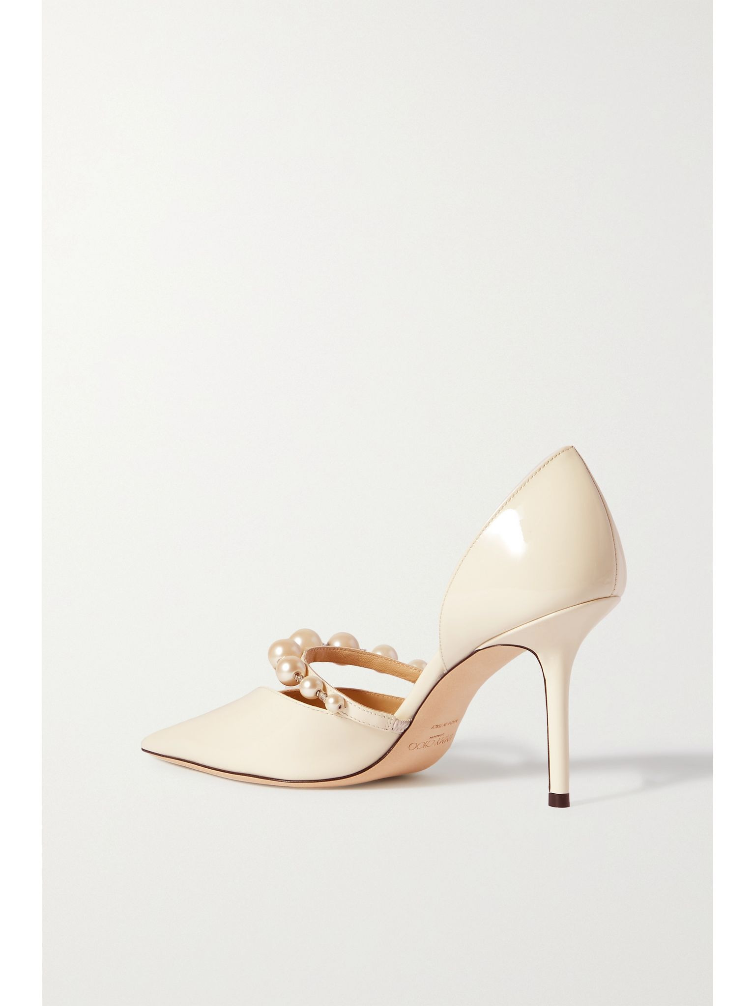 Aurelie 85 faux pearl-embellished patent-leather pumps White - 3
