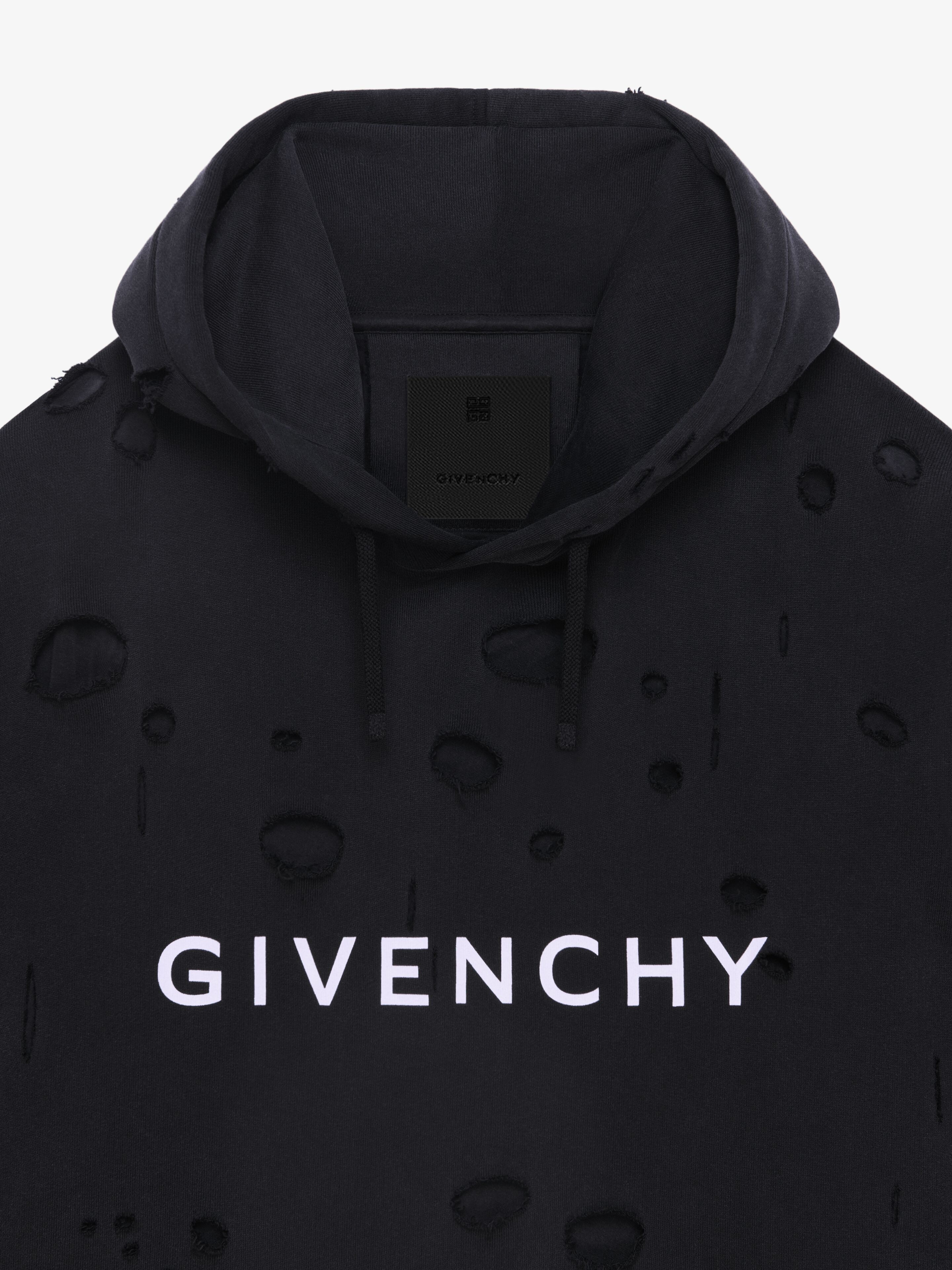 GIVENCHY HOODIE IN FLEECE WITH DESTROYED EFFECT - 5