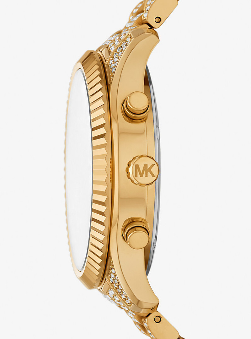 MICHAEL KORS Oversized Lexington Pavé Gold-Tone Watch outlook