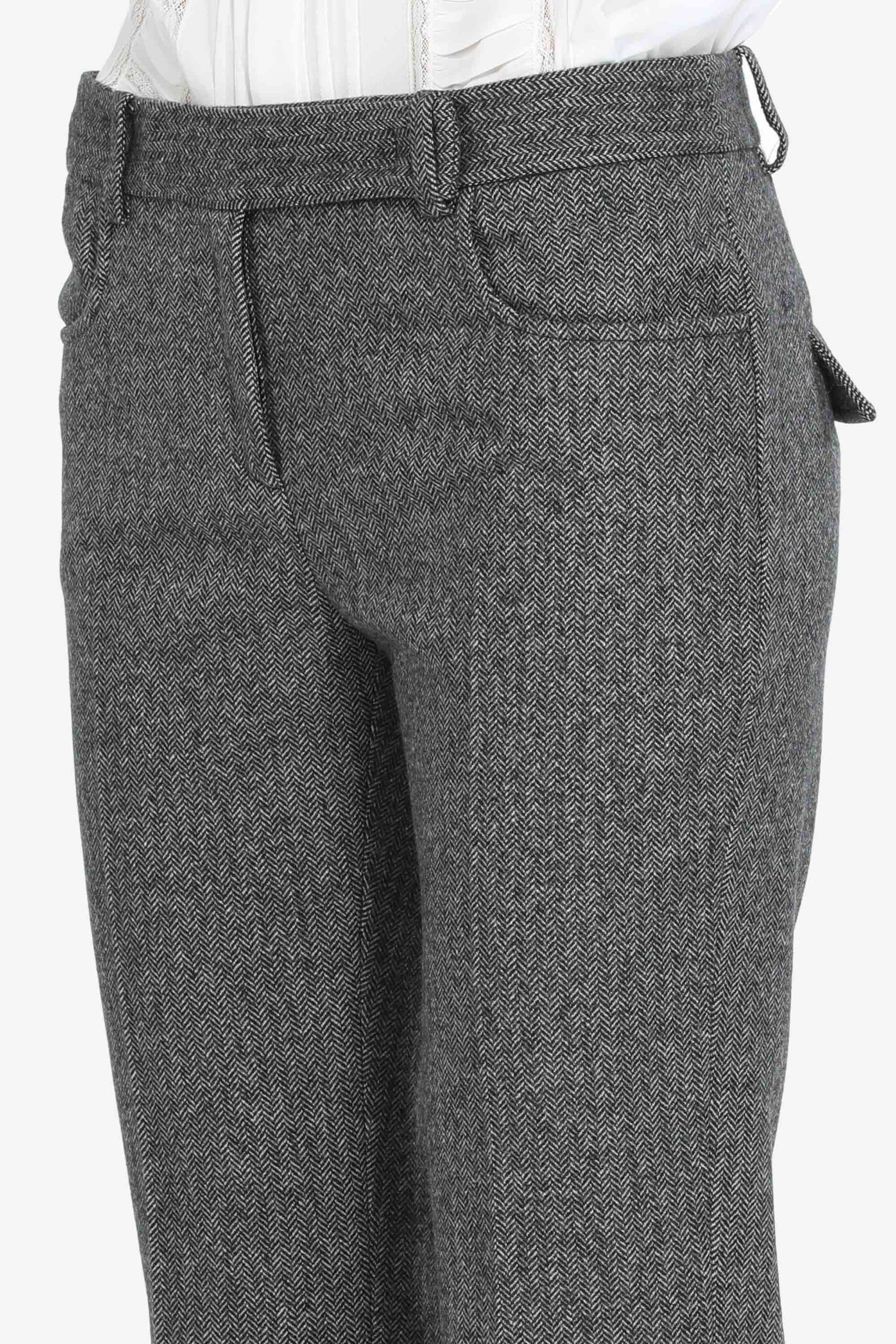 HERRINGBONE CROPPED STRAIGHT-LEG TROUSERS - 5