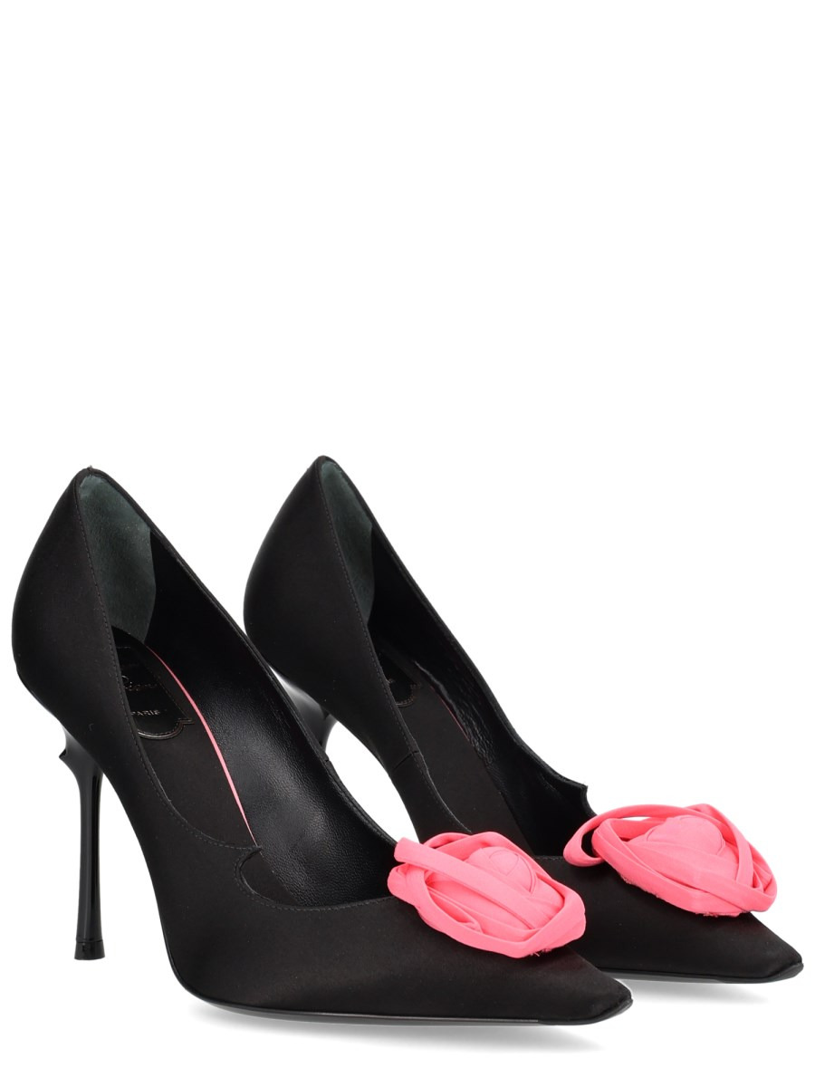 ROSE VIVIER SATIN PUMPS WITH PINK DETAILING - 2