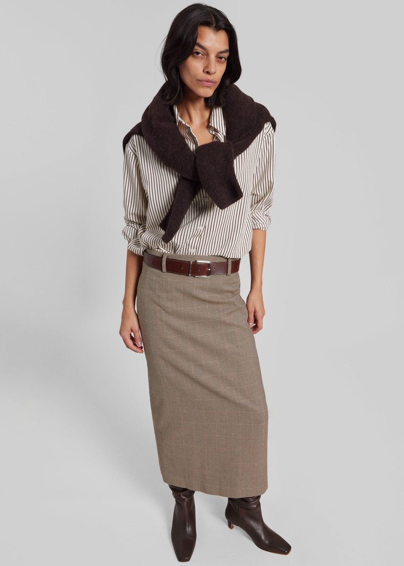 Alrose Houndstooth Midi Skirt - Beige 5
