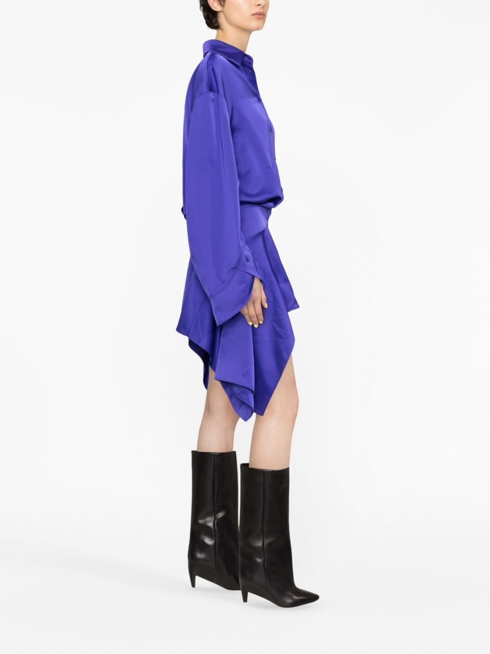 asymmetric-hem shirt dress - 3