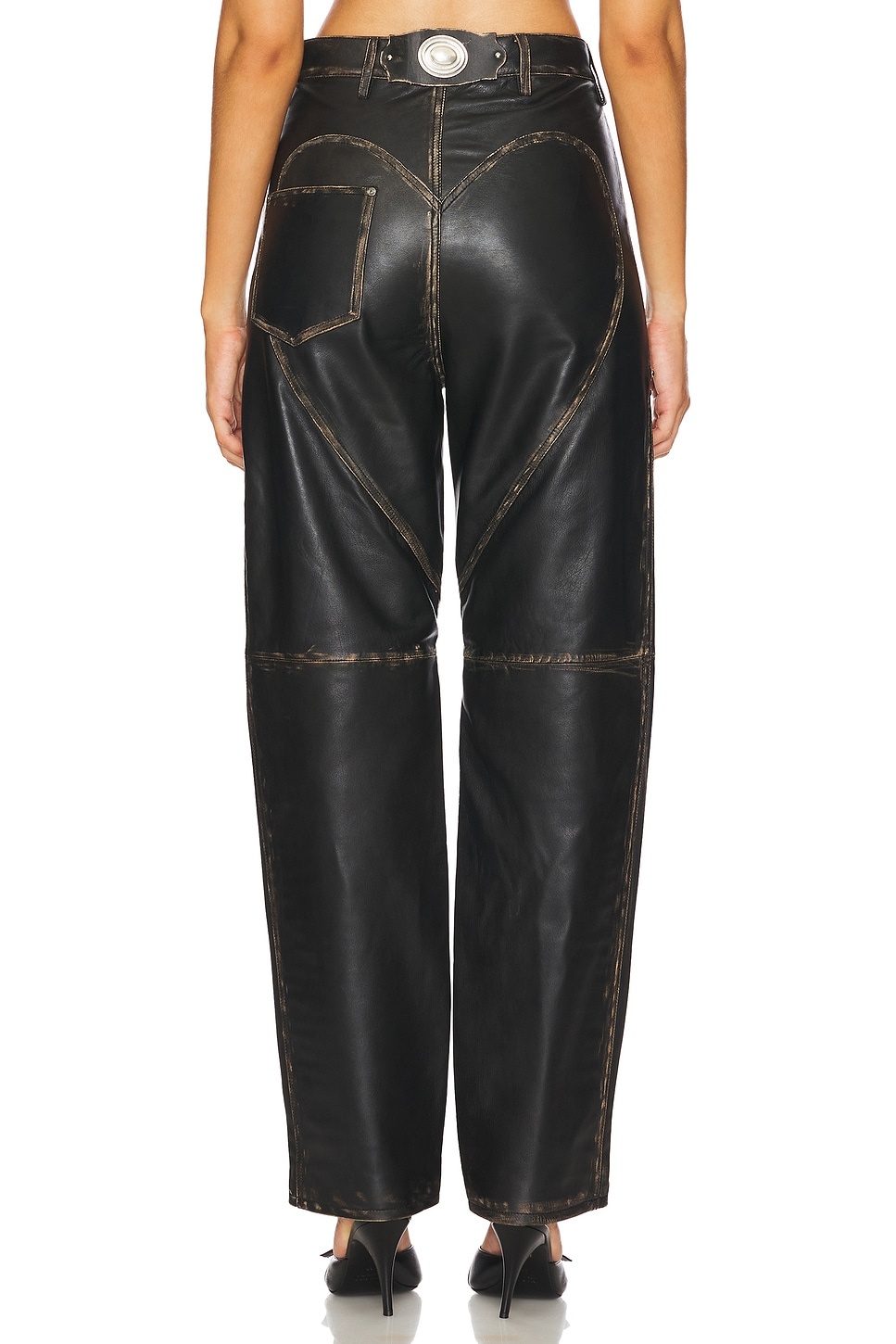 Studded Leather Slit Leg Pant - 4