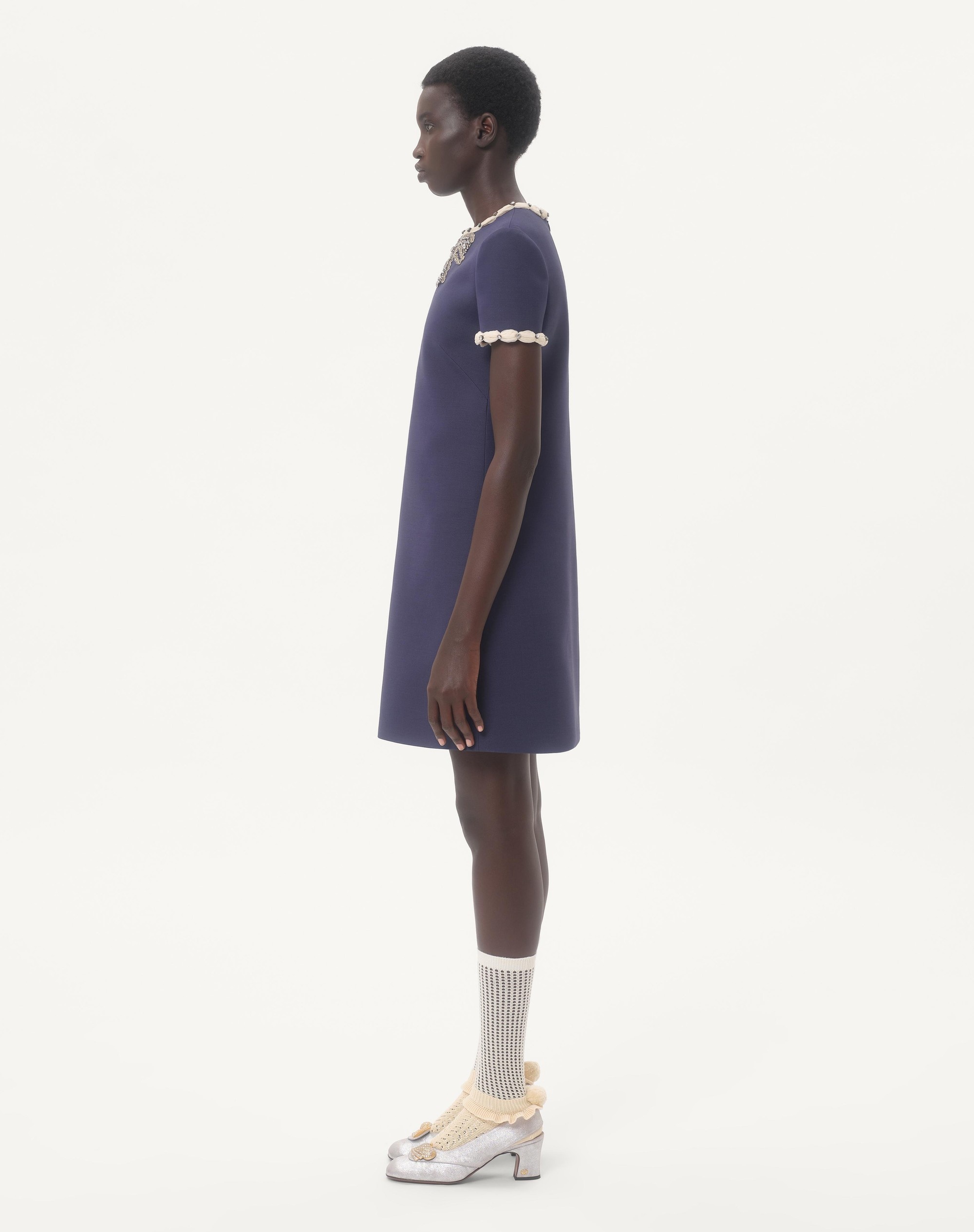 EMBROIDERED CREPE COUTURE SHORT DRESS - 6