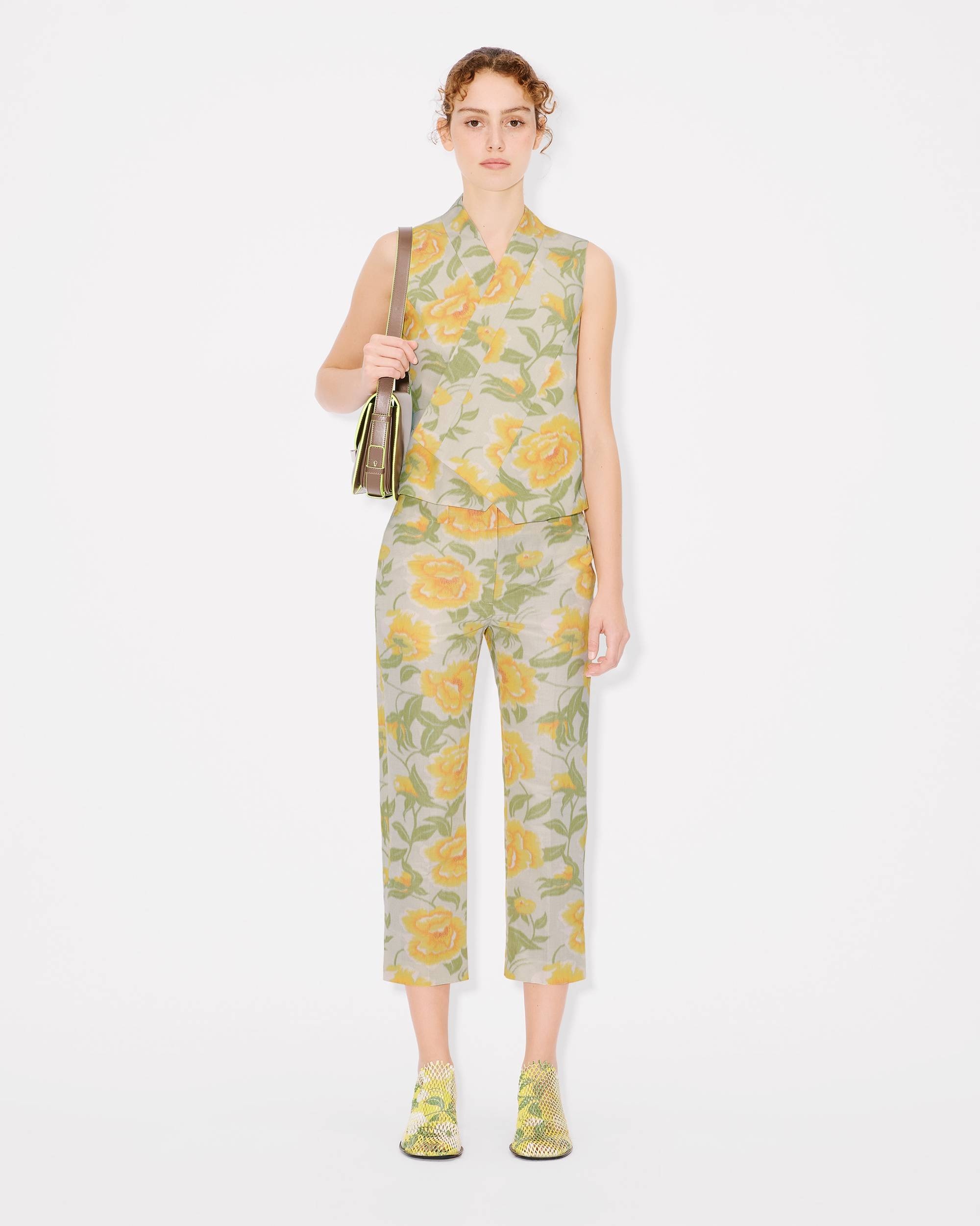 パンツ KENZO 'Kenzo Peonies' pants KENZO 'KENZO Peonies' cropped pants in cotton linen jacquard