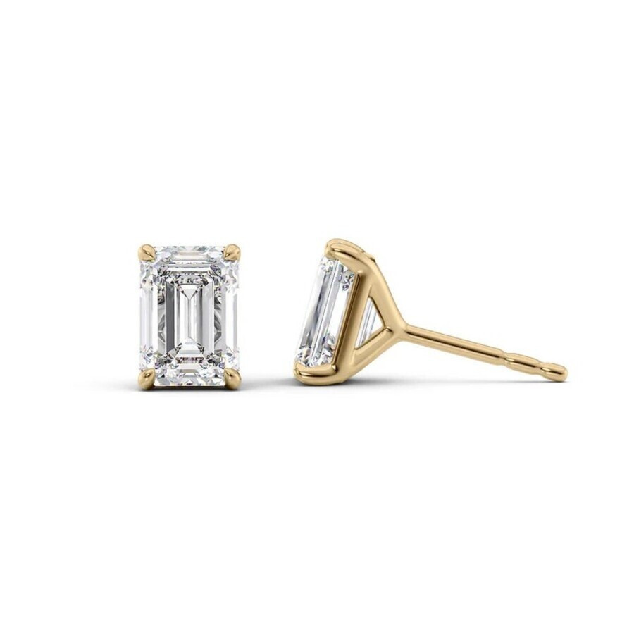 Tresorra - Tresorra 14K Yellow Gold 2 ctw Emerald Cut Lab-Grown Diamond IGI Certified Stud Earrings - 1