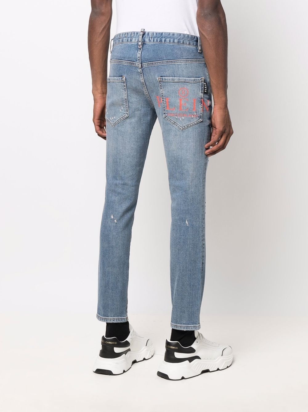 distressed skinny-cut jeans - 4