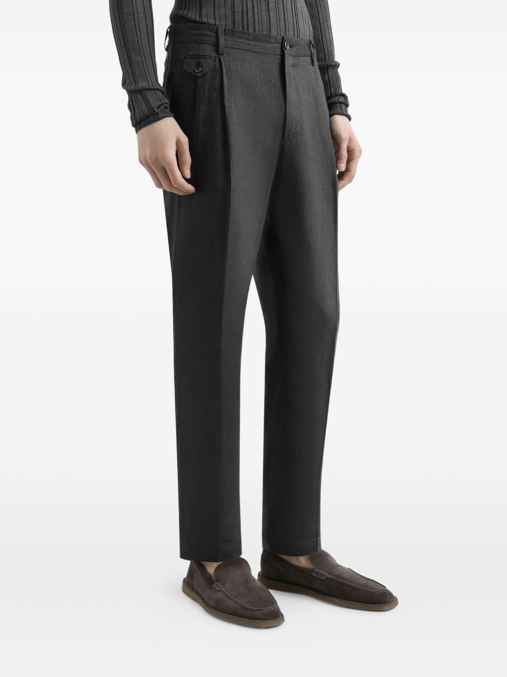 linen tapered trousers - 4